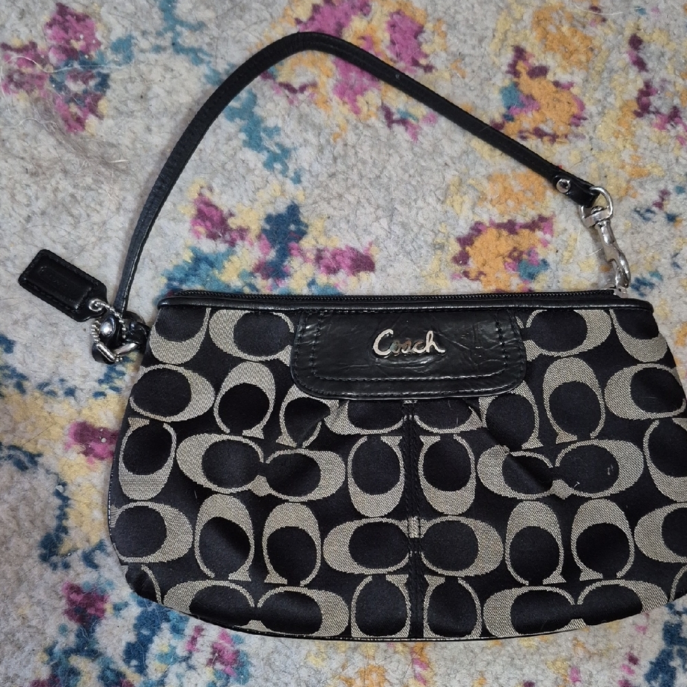 Coach Black and Grey Signature Clutch